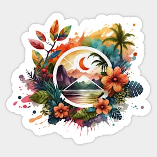 Colorful Tropical T-Shirt Designe Sticker